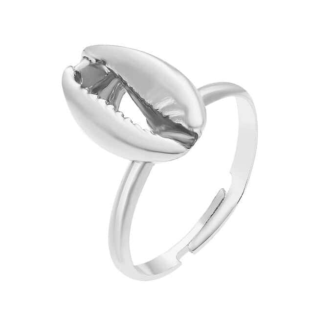 Shell Ring Silver Coffee Bean