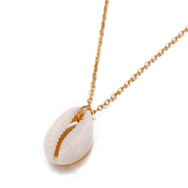 Shell Necklace White Cowrie And Golden Chain