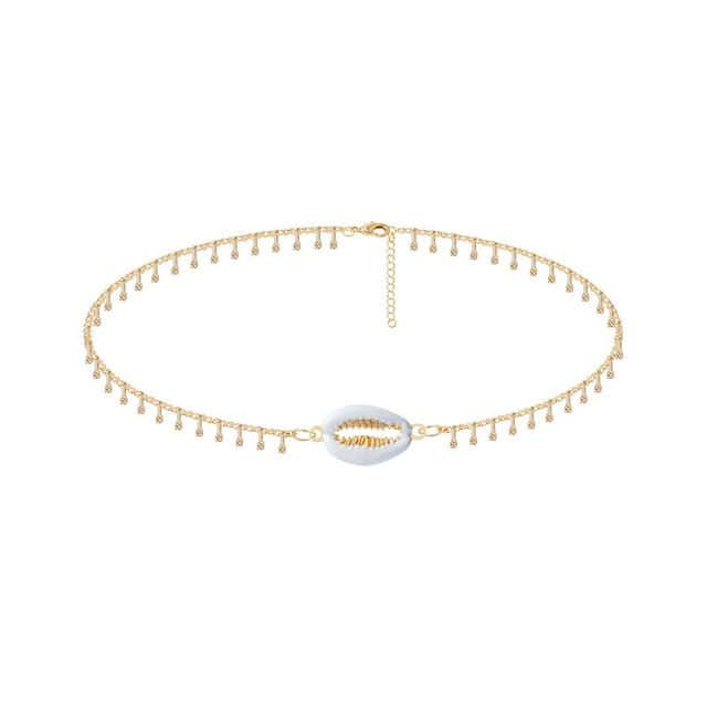 Shell Anklet White And Golden Cowrie