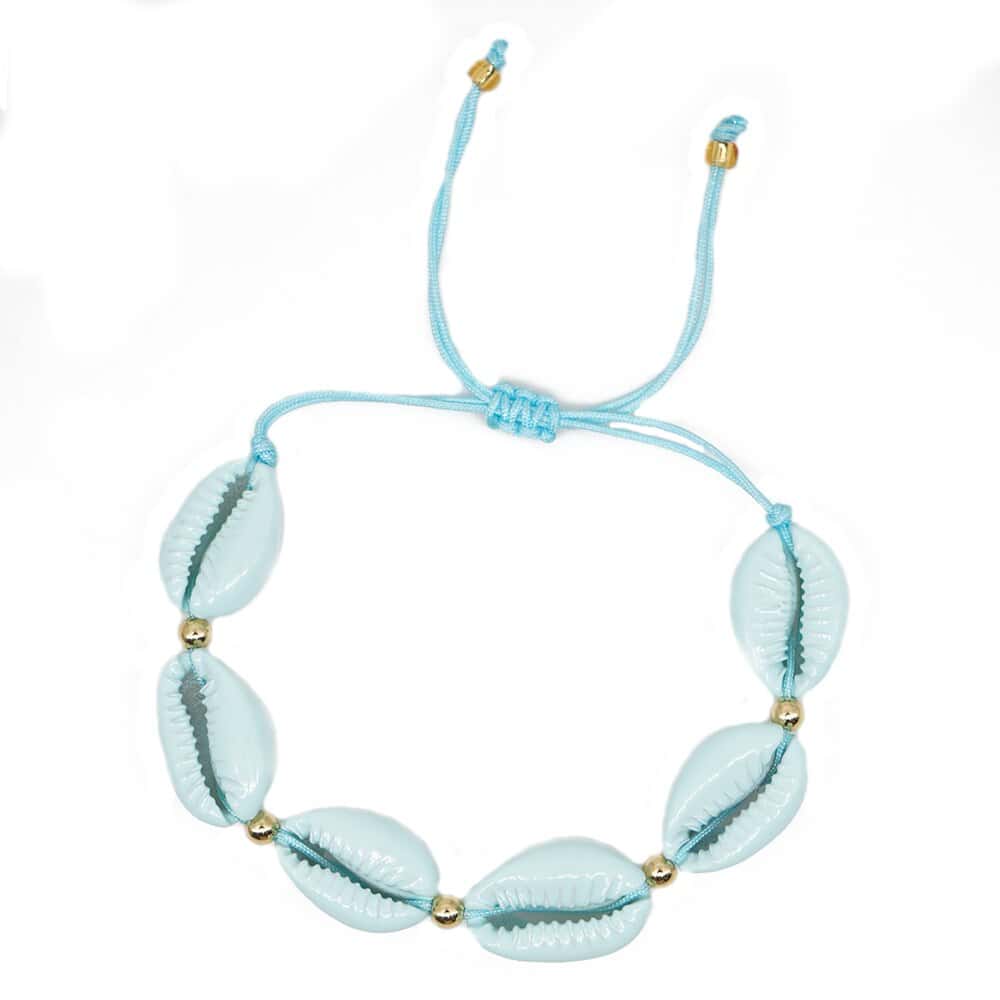 Shell Bracelet Pastel Blue Cowrie