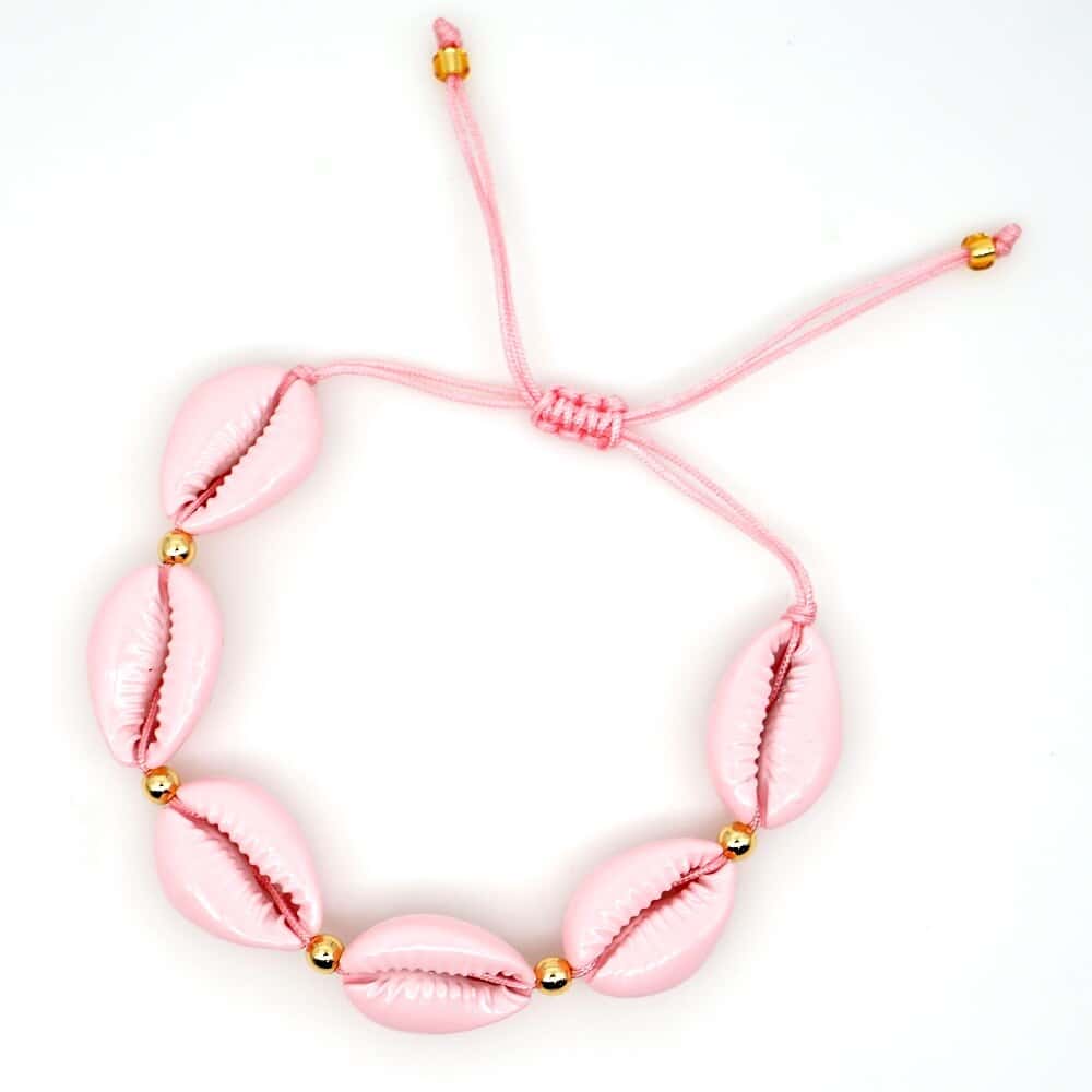 Shell Bracelet Pastel Pink Cowrie