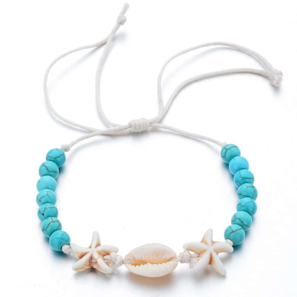 Shell Bracelet Cowrie, Pearls And Starfishes