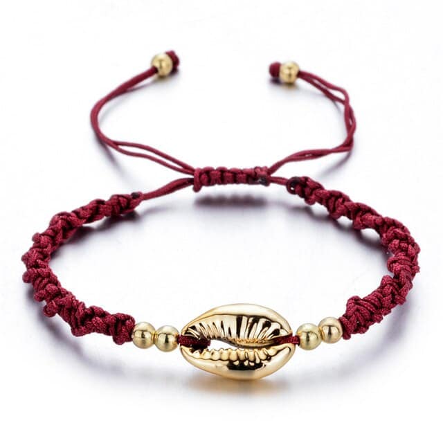 Shell Bracelet Red And Golden Cowrie