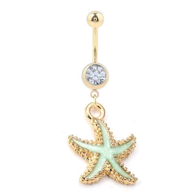 Navel Piercing Green Starfish