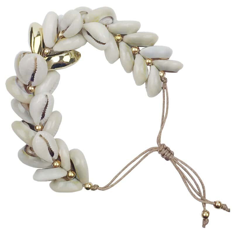 Shell Bracelet Braided Cowries (Golden)