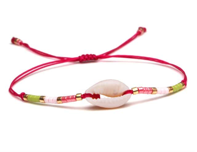 Shell Bracelet Pink Cowrie Necklace