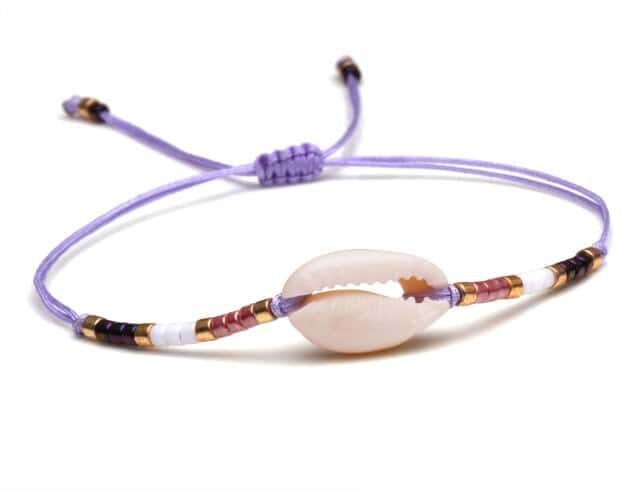 Shell Bracelet Mauve Cowrie Necklace