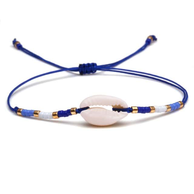 Shell Bracelet Blue Cowrie Necklace