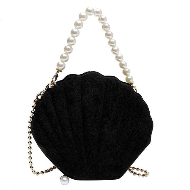 Shell Bag Black And White Pearls