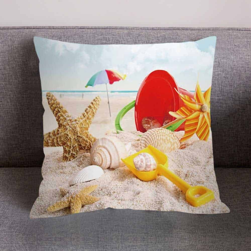 Shell Cushion Printed Madagascar Beach
