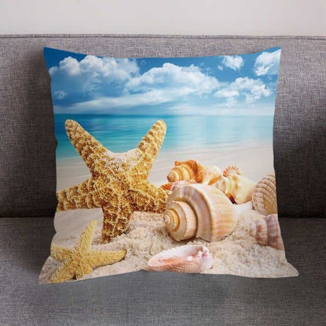 Shell Cushion Printed Hawaii Beach