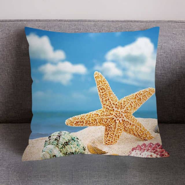 Shell Cushion Printed Caribbean Beach