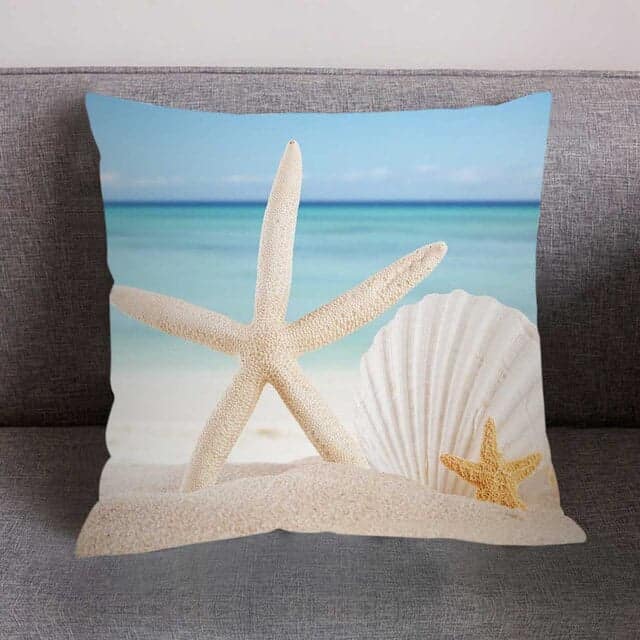 Shell Cushion Printed Bahamas Beach