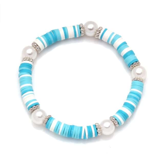 Shell Bracelet Flat Blue Pearls