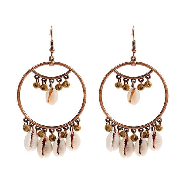 Shell Earrings Golden Cowries And Pearls