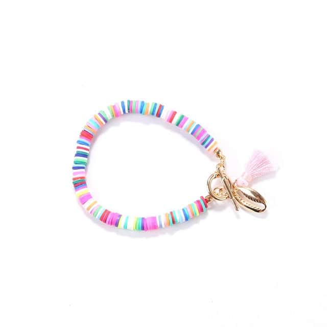Shell Bracelet Flat Rose Lagoon Pearls