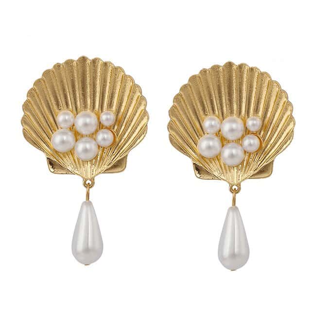 Shell Earrings Gold And Pearls