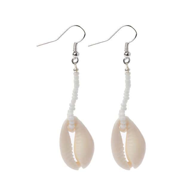 Shell Earrings Small White Cowrie
